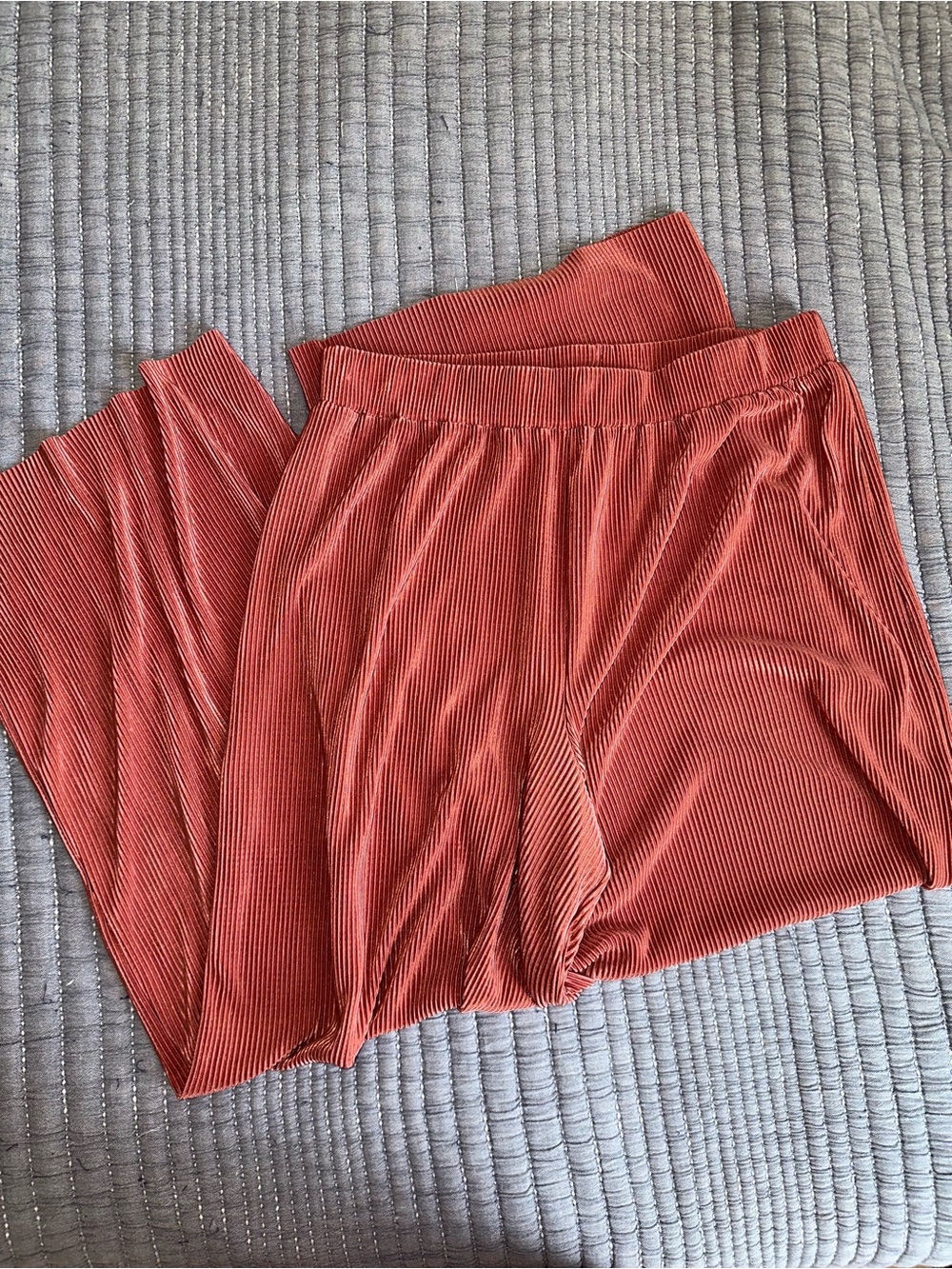 Women’s Ribbed Wide-Leg Sheer Bottoms in Terracotta Salmon Pink